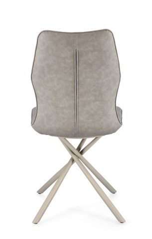 Set de 2 scaune, șezut din piele ecologică, picioare din oțel vopsit epoxidic, Taupe - Img 4