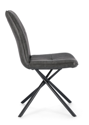 Set de 2 scaune, șezut din piele ecologică, picioare din oțel vopsit epoxidic, Gri antracit - Img 5