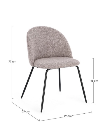 Set de 4 scaune cu tapițerie bouclé, gri, cu picioare metalice negre - Img 3