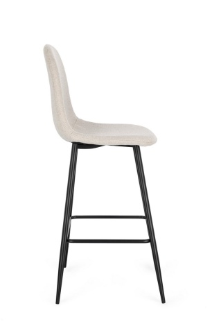 Set de 4 scaune de bar Irelia, cu picioare din oțel negru și tapițerie poliester bej, 75 cm - Img 5