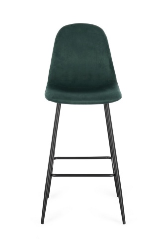 Set de 4 scaune de bar Irelia, cu picioare din oțel negru și tapițerie catifea verde închis, 75 cm - Img 3