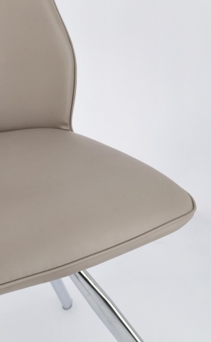 Set de 4 scaune din piele ecologică și picioare din oțel cromat, taupe, 44x62x88 cm - Img 7