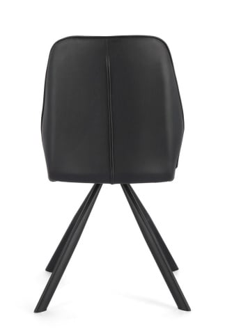 Set de 4 scaune din piele ecologică și picioare din oțel vopsit electrostatic, negru, 44x62x88 cm - Img 4