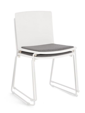 Set de 4 scaune Giulia, din plastic cu șezut tapițat și picioare din oțel vopsit epoxidic, alb/alb, 43.5x50x79 cm - Img 9
