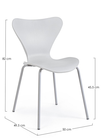 Set de 4 scaune moderne Tessa, plastic și metal, gri deschis - Img 2