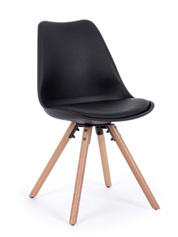 Set de 4 scaune New Trend, din plastic și lemn de fag, negru, 54x49x83.5 cm