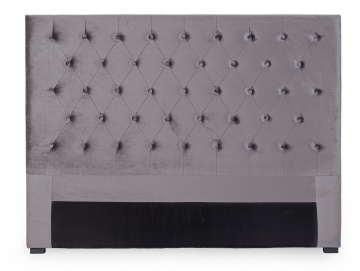 Tăblie de pat Caspar, 160 cm, din poliester cu efect de catifea, gri închis, 160x8x120 cm
