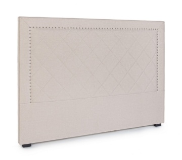 Tăblie pat Ahura, 160 cm, cu ținte metalice, din poliester, picioare din lemn de pin, natural, 160x6x120 cm - Img 2