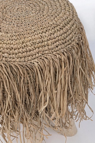 Taburet Florinda, din ramuri de lemn de tec, cu șezut împletit din sisal, finisaj natural, diametru 35 cm, înălțime 45 cm - Img 4