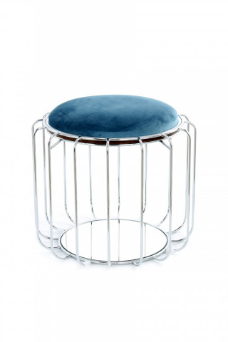 Taburet tapitat/masuta de cafea rotund/a Comfortable 50x50x45 cm albastru