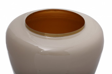 Vaza din fier Art Deco, taupe / auriu 34x34x36,5 cm - Img 3