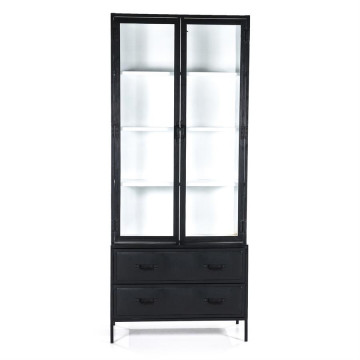 Vitrina din metal si sticla cu 2 usi 93x47 cm neagra