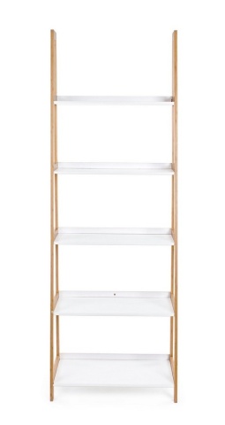 Biblioteca Brooklyn din lemn de bambus alb mat 180 cm - Img 3