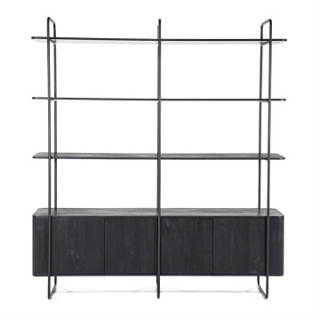 Bibliotecă din lemn de mango James 190 cm neagra