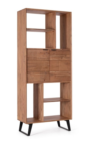 Bibliotecă Isar din lemn masiv maro 214 cm