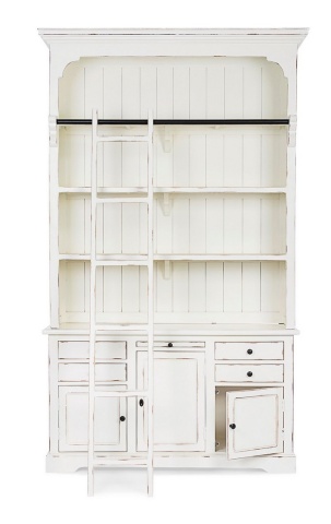 Bibliotecă Jefferson din lemn de mango alb antichizat 233.7 cm - Img 9