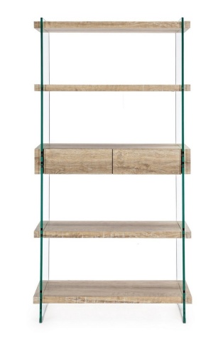 Bibliotecă Kenya 4 rafturi 2 uși MDF cu sticlă 180 cm - Img 3