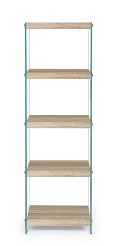 Bibliotecă Kenya din sticlă și lemn cu 5 rafturi 131 cm - Img 3