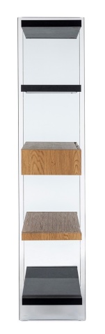 Bibliotecă Line Wood cu rafturi din sticlă si MDF 180 cm - Img 5