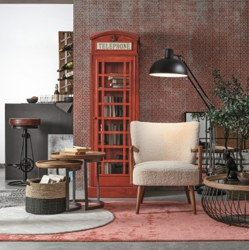 Bibliotecă RED CABIN din lemn de brad rosie 180 cm - Img 8
