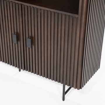 Biblioteca Remi din lemn de mango maro 200x37x200 cm - Img 5