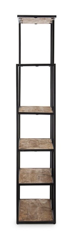 Bibliotecă Roderic cu 5 rafturi, cadru metalic și lemn de mango 188 cm - Img 6