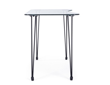 Birou cu blat din sticlă securizată și picioare din oțel vopsit electrostatic, negru, 120x60 cm - Img 5