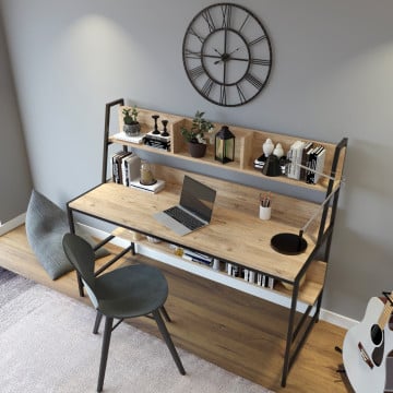 Birou cu etajere din pal melaminat Demir stejan 140 cm - Img 3