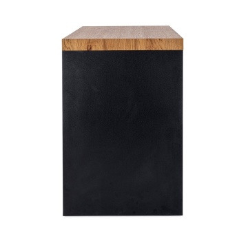 Birou Line, cu 2 rafturi, din MDF și sticlă securizată, negru, 120x50x76 cm - Img 5