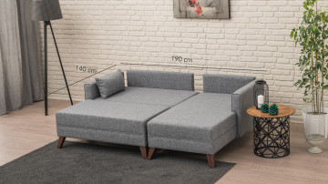 Coltar Bella pe dreapta gri, 3 locuri, extensibil - Img 3