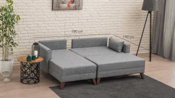 Coltar Bella pe stânga gri, 3 locuri, extensibil - Img 4
