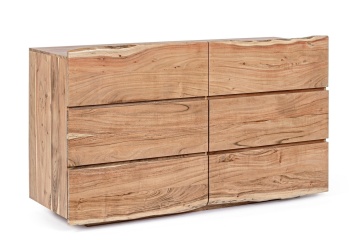 Comodă Aron cu 6 sertare, lucrată manual din lemn de acacia, efect lemn natural, 142x45x83 cm