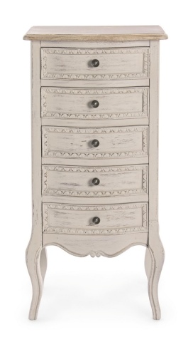 Comodă Clarisse cu 5 sertare, din lemn Paulownia și MDF, finisaj mat, 48x35x100 cm - Img 4