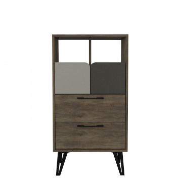 Comoda din pal melaminat Borges nuc, gri si antracit 60 cm - Img 6