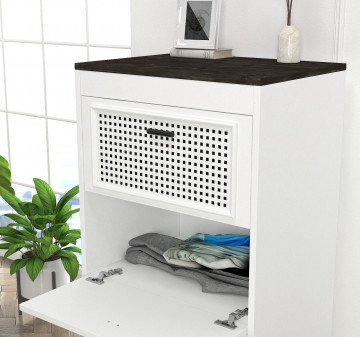 Comoda din pal melaminat cu 3 sertare Done alba 60 cm - Img 5