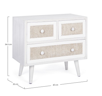 Comodă Montiel cu 2 sertare și 1 ușă, din MDF și material textil, 60x33x54.5 cm - Img 2