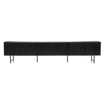 Comoda TV din lemn de mango Remi 250 cm neagra