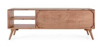 Comodă TV Kant, 2 uși, din lemn masiv de sheesham, finisaj natural, 145x35x49 cm - Img 4
