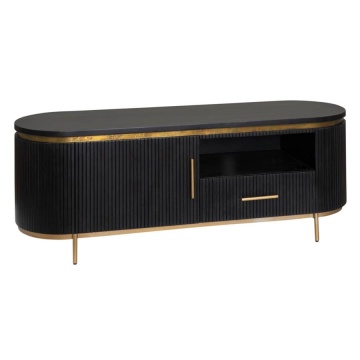 Comoda TV Rivello din lemn de mango neagra 150 cm