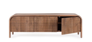 Comodă TV Sanat, cu 3 uși, din lemn de mango, front încrustat manual, 155x40x50 cm - Img 6