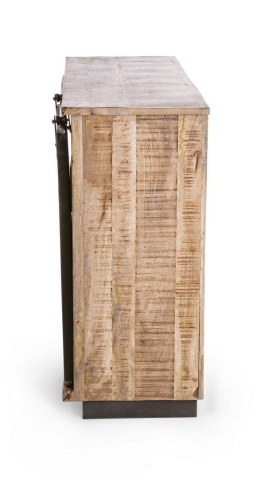 ComodaTudor, 1 ușă, 4 sertare, din lemn de mango și oțel, finisaj nitrocelulozic, 90x35x85 cm - Img 6