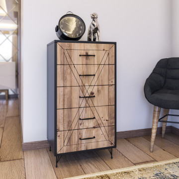 Consola din pal melaminat Planet stejar antracit 50 cm - Img 2