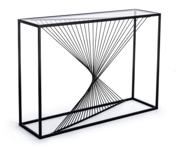 Consolă Espiral, din oțel și sticlă securizată, 107x30.5x79 cm