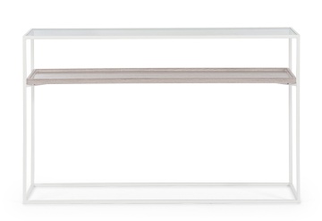 Consolă Laurel, cu blat din sticlă și cadru din oțel, 120x30x75 cm - Img 3