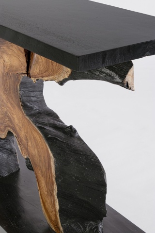 Consolă Marwood, 150 cm, design unic din rădăcini de tec și lemn de suar, finisaj nitrocelulozic, 150x40x80 cm - Img 4