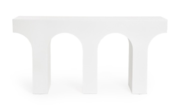 Consolă modelată Rhome, finisaj cu efect material, albă, 160x40x80 cm - Img 3