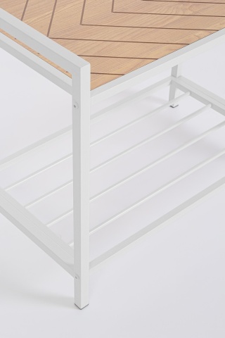 Cuier Haldor cu 5 cârlige și raft, din oțel și MDF, alb și natur, 64.5x37.5x180 cm - Img 6