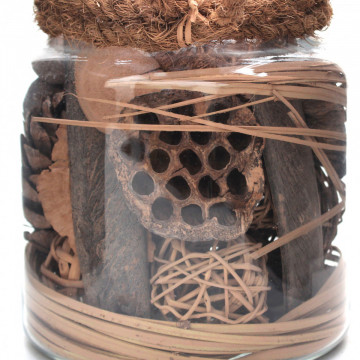 Decoratiune din sticla Flora cu materiale naturale uscate, maro - Img 4