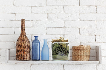 Decoratiune din sticla Flora cu materiale naturale uscate, verde - Img 3