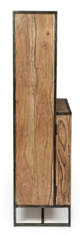 Dulap bar Egon, cu 2 uși, lemn de salcâm și oțel, 90x45x167 cm - Img 5